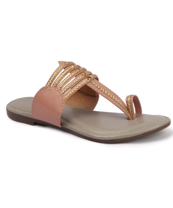 Kolhapuri Chappal for Women Stylish Footwear-pink-gery-90