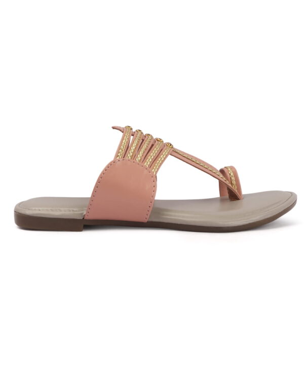 Kolhapuri Chappal for Women Stylish Footwear-pink-gery-91