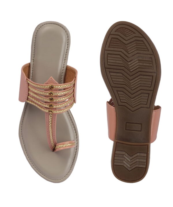 Kolhapuri Chappal for Women Stylish Footwear-pink-gery-92