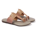 Kolhapuri Chappal for Women Stylish Footwear-pink-gery-95