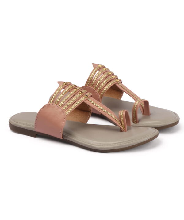 Kolhapuri Chappal for Women Stylish Footwear-pink-gery-95