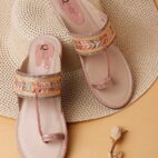 Open Toe Slippers, Slip-On Flats & Traditional Footwear - Peach-62