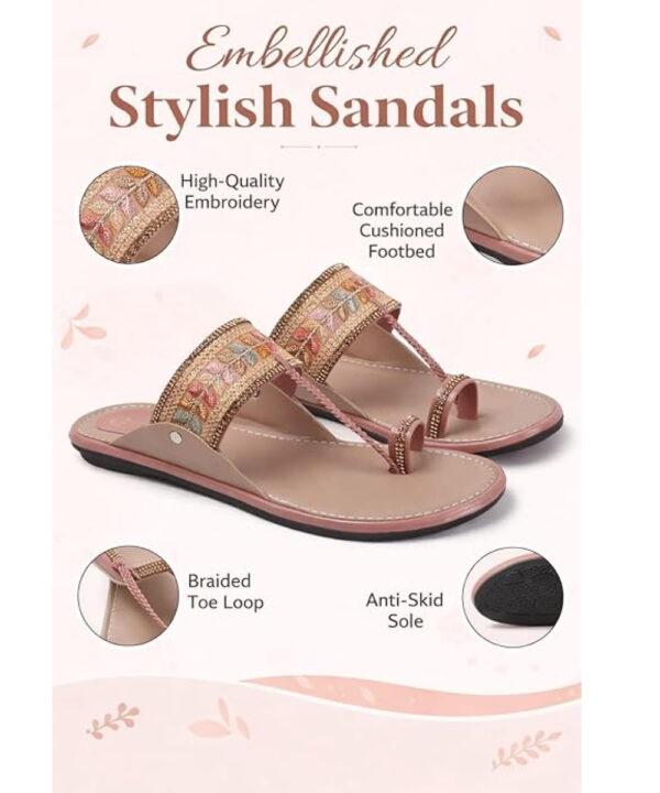 Open Toe Slippers, Slip-On Flats & Traditional Footwear - Peach-63