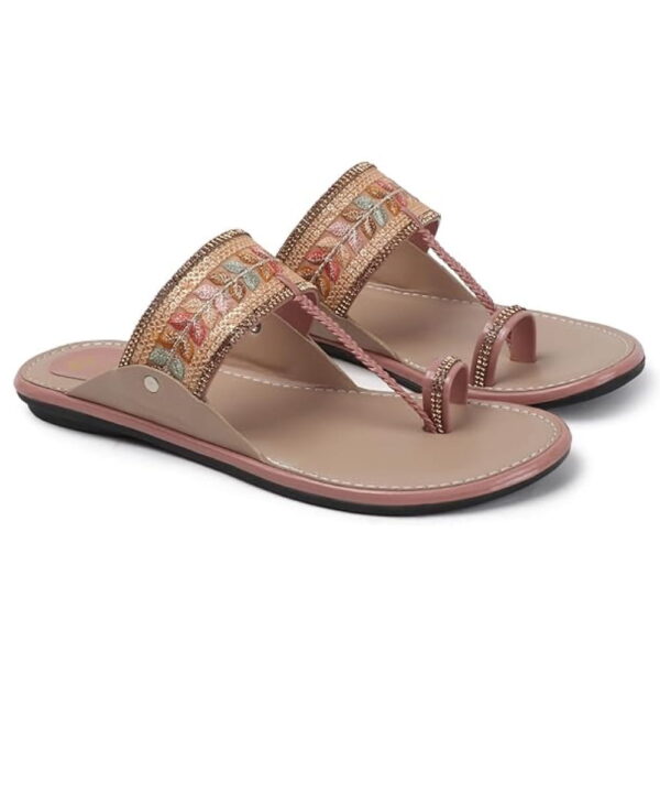 Open Toe Slippers, Slip-On Flats & Traditional Footwear - Peach-66
