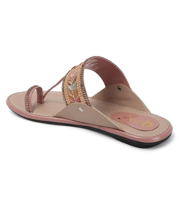 Open Toe Slippers, Slip-On Flats & Traditional Footwear - Peach-67