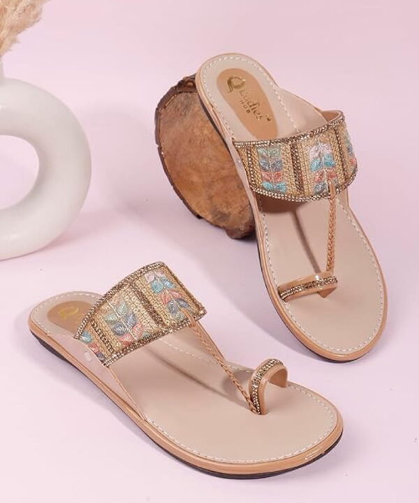 Slip-on Fancy Slippers for Girls - Beige-45 Slip-on Fancy Slippers for Girls - Beige-45