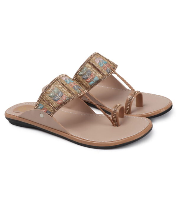 Slip-on Fancy Slippers for Girls - Beige-46 Slip-on Fancy Slippers for Girls - Beige-46