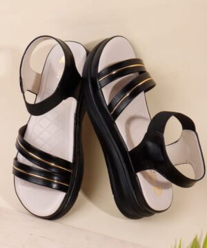 Stylish Women's Wedge Sandals Platform Heels with Extra Soft Cushioned Footbed, Ankle Strap & Open Toe Style - Black