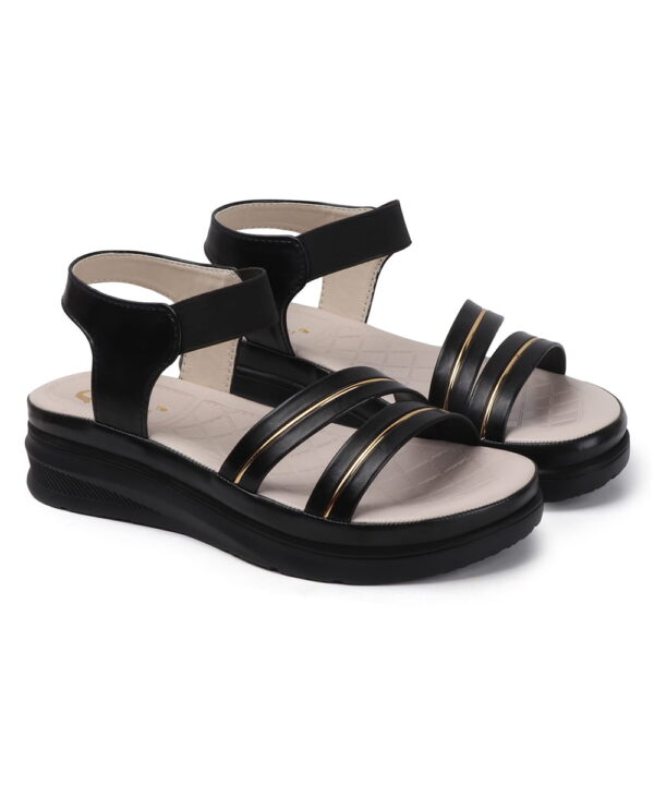 Wedge Sandals Platform Heels -black-86