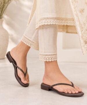Women Stylish Flat Sandals, Soft Cushioned Party, Office Wear thong Slip-On Fancy Slippers - Taupe