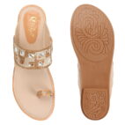 Stylish Slip-On Sandals, Comfortable Flat Heels Slippers - Beige-149