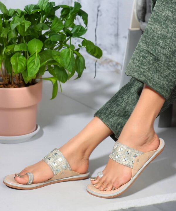 Stylish Slip-On Sandals, Comfortable Flat Heels Slippers - Grey-154