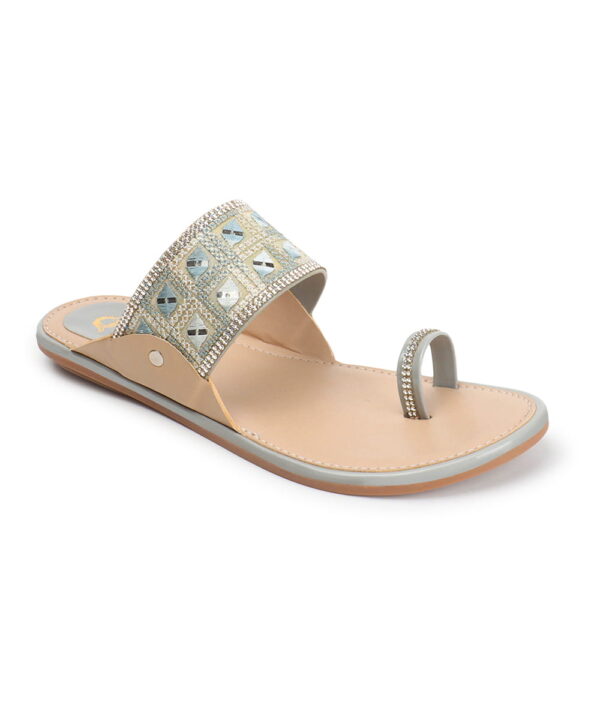Stylish Slip-On Sandals, Comfortable Flat Heels Slippers - Grey--155