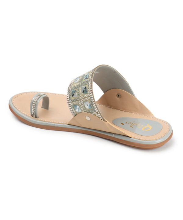 Stylish Slip-On Sandals, Comfortable Flat Heels Slippers - Grey-156