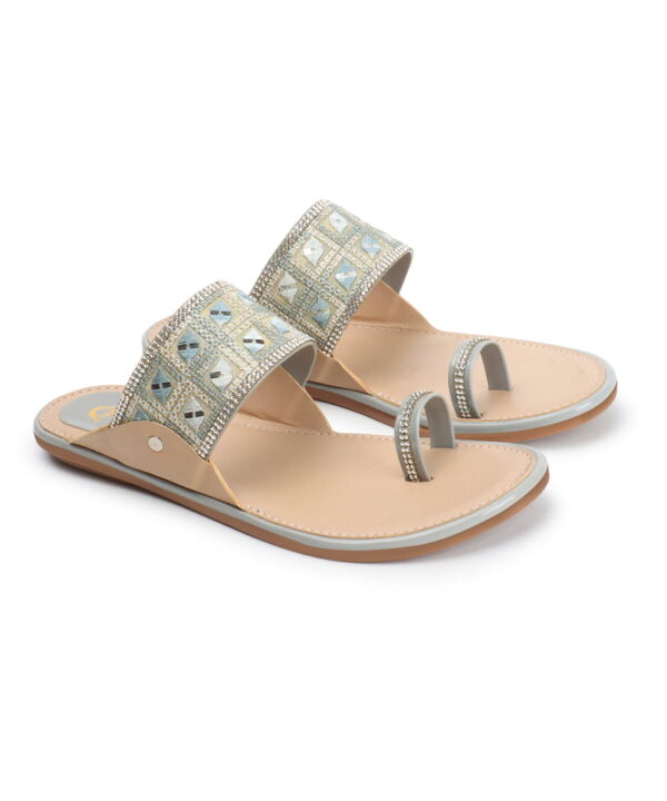 Stylish Slip-On Sandals, Comfortable Flat Heels Slippers - Grey-159
