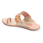 Stylish Slip-On Sandals, Comfortable Flat Heels Slippers - Peach--165