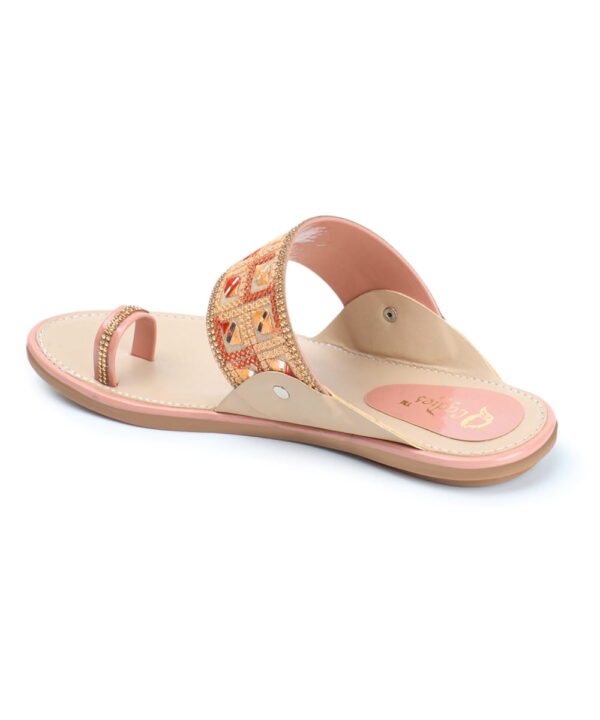 Stylish Slip-On Sandals, Comfortable Flat Heels Slippers - Peach--165 Stylish Slip-On Sandals, Comfortable Flat Heels Slippers - Peach--165