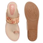 Stylish Slip-On Sandals, Comfortable Flat Heels Slippers - Peach-166