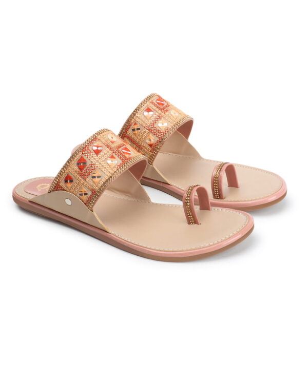 Stylish Slip-On Sandals, Comfortable Flat Heels Slippers - Peach-167 Stylish Slip-On Sandals, Comfortable Flat Heels Slippers - Peach-167