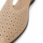 T-Bar Comfortable Low Heel Platform Footwear With Velcro Strap - Beige