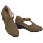T-Bar Comfortable Low Heel Platform Footwear With Velcro Strap - Olive-176