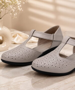 Women's Closed Toe Wedge Sandals, T-Bar Comfortable Low Heel Platform Footwear With Velcro Strap - Taupe