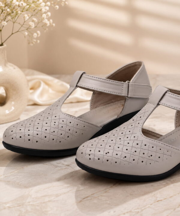 T-Bar Comfortable Low Heel Platform Footwear With Velcro Strap - Taupe-192 T-Bar Comfortable Low Heel Platform Footwear With Velcro Strap - Taupe-192