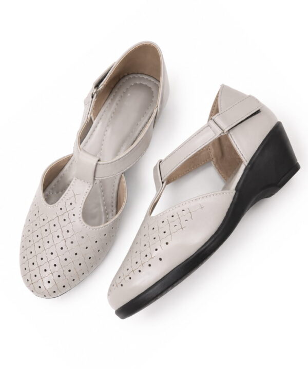 T-Bar Comfortable Low Heel Platform Footwear With Velcro Strap - Taupe-193 T-Bar Comfortable Low Heel Platform Footwear With Velcro Strap - Taupe-193