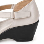 T-Bar Comfortable Low Heel Platform Footwear With Velcro Strap - Taupe-197