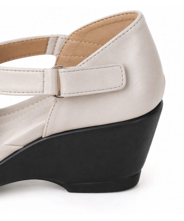 T-Bar Comfortable Low Heel Platform Footwear With Velcro Strap - Taupe-197 T-Bar Comfortable Low Heel Platform Footwear With Velcro Strap - Taupe-197