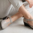 T-Bar Comfortable Low Heel Platform Footwear With Velcro Strap - Taupe-94