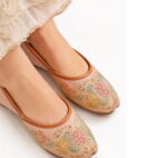 Punjabi Ethnic Flats Embroidered Slip On Wedding Party Casual Shoes - Blush Pink-247