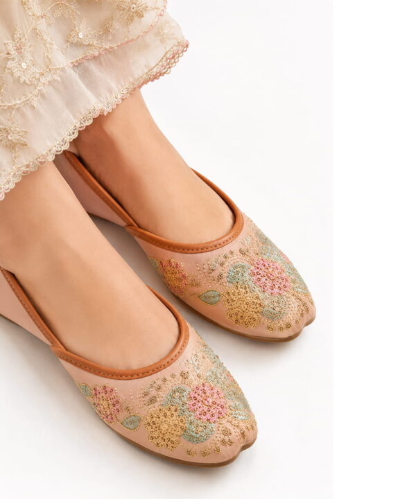 Punjabi Ethnic Flats Embroidered Slip On Wedding Party Casual Shoes - Blush Pink-247 Punjabi Ethnic Flats Embroidered Slip On Wedding Party Casual Shoes - Blush Pink-247