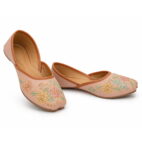 Punjabi Ethnic Flats Embroidered Slip On Wedding Party Casual Shoes - Blush Pink-249