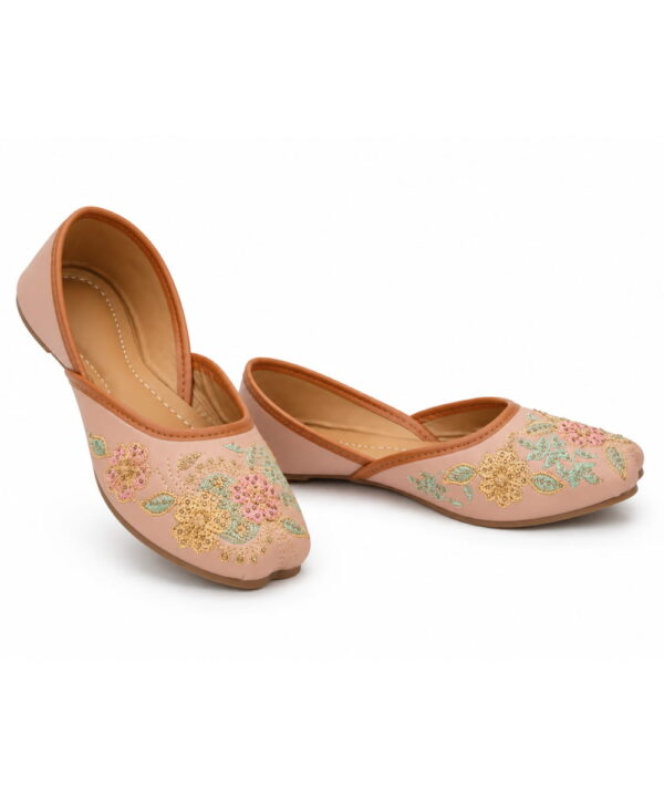 Punjabi Ethnic Flats Embroidered Slip On Wedding Party Casual Shoes - Blush Pink-249 Punjabi Ethnic Flats Embroidered Slip On Wedding Party Casual Shoes - Blush Pink-249