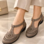 Women’s Wedge Sandals Low Heel - Brown-254