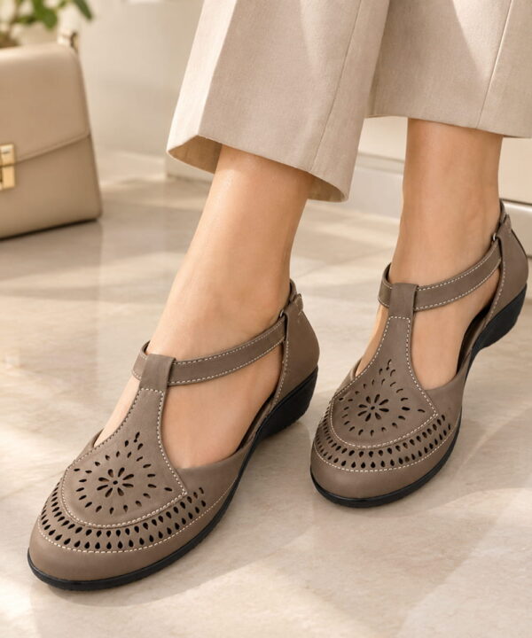 Women’s Wedge Sandals Low Heel - Brown-254