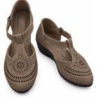 Women’s Wedge Sandals Low Heel - Brown-255