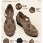 Women’s Wedge Sandals Low Heel - Brown-256