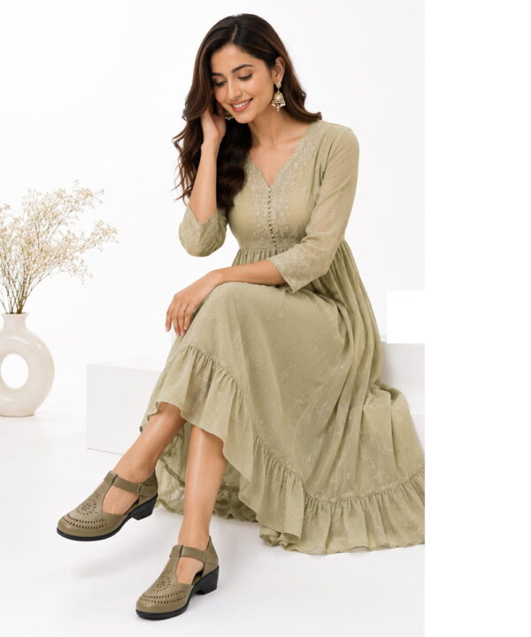 Women’s Wedge Sandals Low Heel - Olive-265 Women’s Wedge Sandals Low Heel - Olive-265